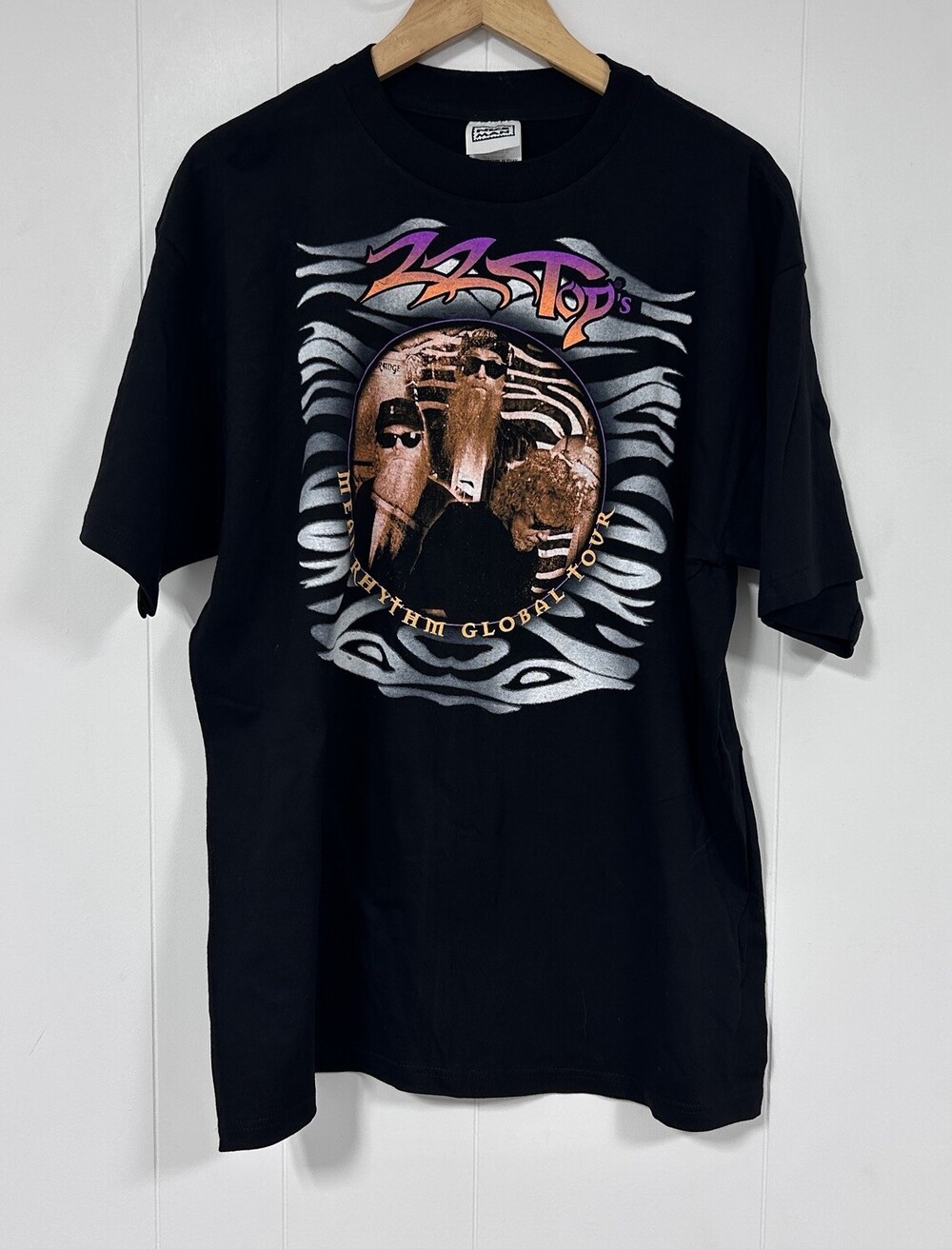 ZZ Top Mean Rhythm Global Tour 1997 Vintage T-Shirt 90s Rock Band Concert Size L